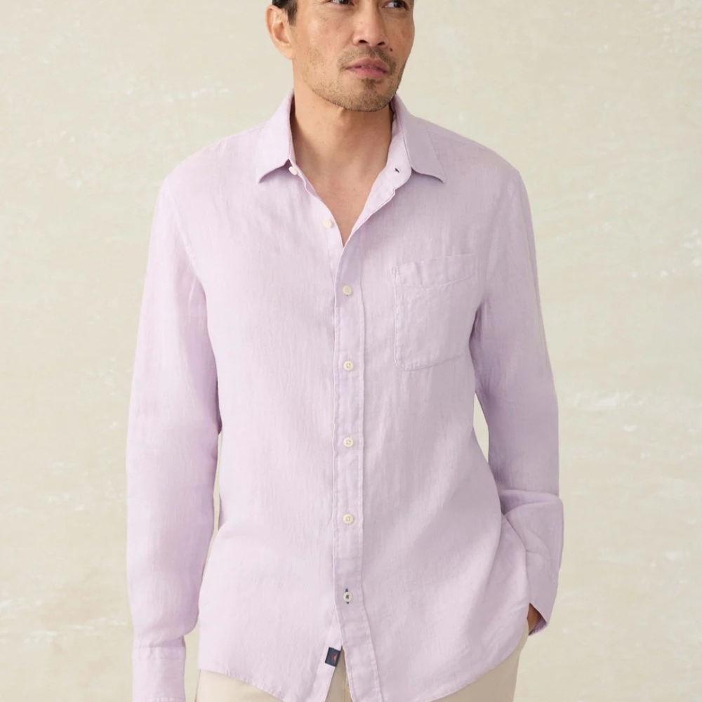 Faherty Laguna Linen Shirt Men's Light Purple Shirt